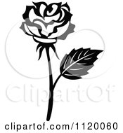 Clipart Of A Black And White Rose Flower 8 Royalty Free Vector Illustration