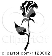 Clipart Of A Black And White Rose Flower 7 Royalty Free Vector Illustration