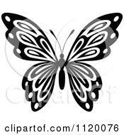 Clipart Of A Black And White Butterfly 15 Royalty Free Vector Illustration