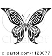 Clipart Of A Black And White Butterfly 14 Royalty Free Vector Illustration