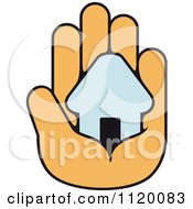 Clipart Of A House In The Palm Of A Hand 4 Royalty Free Vector Illustration