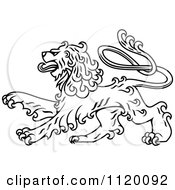 Poster, Art Print Of Black And White Long Haired Heraldic Lion