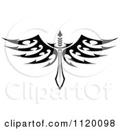 Clipart Of A Black And White Tribal Winged Sword 5 Royalty Free Vector Illustration by Vector Tradition SM