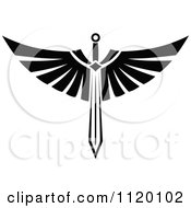 Clipart Of A Black And White Tribal Winged Sword 1 Royalty Free Vector Illustration by Vector Tradition SM