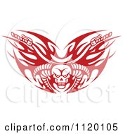 Poster, Art Print Of Red Tribal Flaming Skull Motorcycle Biker Handlebars