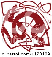 Clipart Of A Red Celtic Dog And Knot Royalty Free Vector Illustration