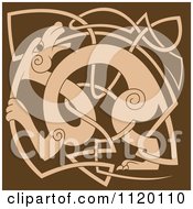 Clipart Of A Brown Celtic Dog And Knot Royalty Free Vector Illustration