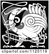 Poster, Art Print Of Black And White Angry Celtic Bird 2