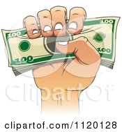 Clipart Of A Hand Holding A Stack Of Money Royalty Free Vector Illustration
