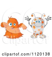 Cartoon Of Cute Monsters Trying To Be Scary Royalty Free Vector Clipart