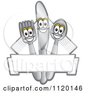 Cartoon Of A Happy Silverware And Napkin Mascot Diner Sign Or Logo Royalty Free Vector Clipart by Toons4Biz