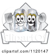 Cartoon Of A Happy Salt And Pepper Shaker Cutlery And Napkin Mascot Diner Sign Or Logo Royalty Free Vector Clipart