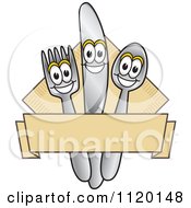 Cartoon Of A Happy Cutlery And Napkin Mascot Diner Sign Or Logo Royalty Free Vector Clipart by Toons4Biz