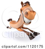 Clipart Of A 3d Happy Horse Running 2 Royalty Free CGI Illustration