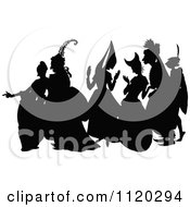 Clipart Of A Silhouetted Man And Ladies Royalty Free Vector Illustration