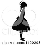 Clipart Of A Silhouetted Girl Princess Royalty Free Vector Illustration by Prawny Vintage