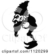 Clipart Of A Silhouetted Elf Man Royalty Free Vector Illustration