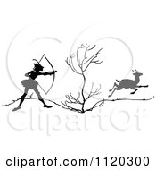 Poster, Art Print Of Silhouetted Archer Deer Hunter Aiming