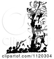 Poster, Art Print Of Silhouetted Children In A Tree Above People Celebrate In The Street