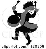 Clipart Of A Silhouetted Drummer Girl Royalty Free Vector Illustration