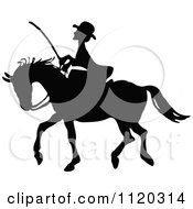 Clipart Of A Silhouetted Horse Rider 1 Royalty Free Vector Illustration by Prawny Vintage