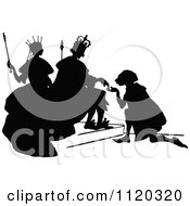 Poster, Art Print Of Silhouetted Man Kneeling To The King And Queen