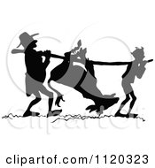 Clipart Of Silhouetted Men Carrying A Donkey On A Stick Royalty Free Vector Illustration by Prawny Vintage