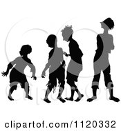 Clipart Of Silhouetted Boys Royalty Free Vector Illustration