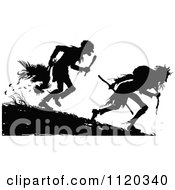 Poster, Art Print Of Silhouetted Hunters With A Bird