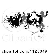 Poster, Art Print Of Silhouetted Crowd Running