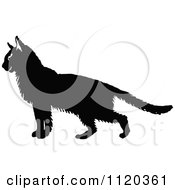 Clipart Of A Silhouetted Cat Royalty Free Vector Illustration