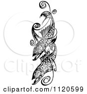 Poster, Art Print Of Retro Vintage Black And White Fish And Swirl Design