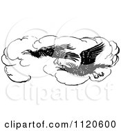 Poster, Art Print Of Retro Vintage Black And White Flying Crows
