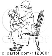 Poster, Art Print Of Retro Vintage Black And White Girl Holding An Upset Toddler