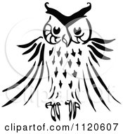 Clipart Of A Retro Vintage Black And White Owl Royalty Free Vector Illustration by Prawny Vintage