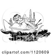 Clipart Of A Retro Vintage Black And White Pie Man Royalty Free Vector Illustration
