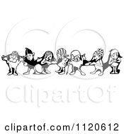 Poster, Art Print Of Retro Vintage Black And White Border Of The Seven Dwarfs