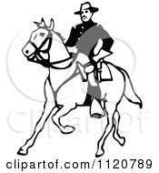 Poster, Art Print Of Retro Vintage Black And White Army Soldier On Horseback