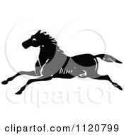 Poster, Art Print Of Retro Vintage Black And White Horse Running