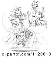 Clipart Of A Retro Vintage Black And White Cat And Mouse Singing A Duet Royalty Free Vector Illustration
