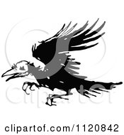 Poster, Art Print Of Retro Vintage Black And White Ragged Raven