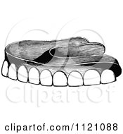 Clipart Of Retro Vintage Black And White Dentures Royalty Free Vector Illustration