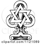 Clipart Of A Retro Vintage Black And White Star Of David Ornament Royalty Free Vector Illustration