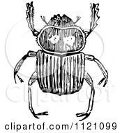 Clipart Of A Retro Vintage Black And White Beetle Royalty Free Vector Illustration by Prawny Vintage