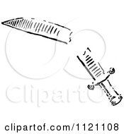 Clipart Of A Retro Vintage Black And White Split Dagger Royalty Free Vector Illustration