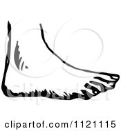 Clipart Of A Retro Vintage Black And White Foot Royalty Free Vector Illustration