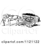 Retro Vintage Black And White Boy Leading A Horse Pulling A Coal Cart