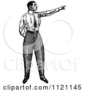 Clipart Of A Retro Vintage Black And White Businessman Pointing Royalty Free Vector Illustration by Prawny Vintage