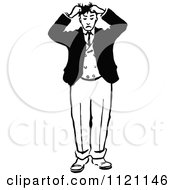 Poster, Art Print Of Retro Vintage Black And White Man Pulling His Hair