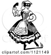 Clipart Of A Retro Vintage Black And White Masked Actress Royalty Free Vector Illustration
